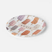 モノグラムパーソナライズされたかわいいポピュシクル模様 ペーパープレート (アングル)