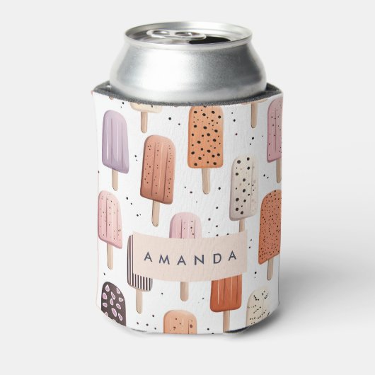 モノグラムパーソナライズされたかわいいポピュシクル模様 缶クーラー (缶裏面)