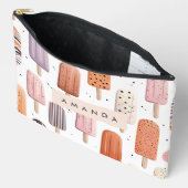 モノグラムパーソナライズされたかわいい春チューリップパターン アクセサリーポーチ (見開き)