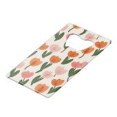 モノグラムパーソナライズされたかわいい春チューリップパターン クレジットカード栓抜き (裏面アングル)