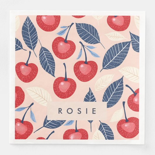 モノグラムパーソナライズされたさくらんぼ及び葉柄 (正面)