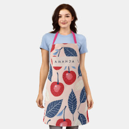モノグラムパーソナライズされたさくらんぼ及び葉柄 エプロン