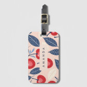 モノグラムパーソナライズされたさくらんぼ及び葉柄 ラゲッジタグ (正面縦)