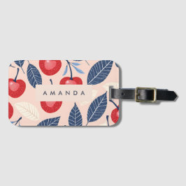 モノグラムパーソナライズされたさくらんぼ及び葉柄 ラゲッジタグ