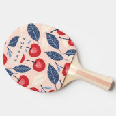 モノグラムパーソナライズされたさくらんぼ及び葉柄 卓球ラケット (横)