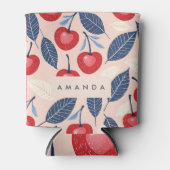 モノグラムパーソナライズされたさくらんぼ及び葉柄 缶クーラー (正面)