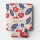 モノグラムパーソナライズされたさくらんぼ及び葉柄 缶クーラー (裏面)