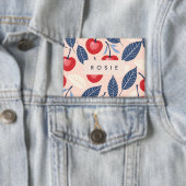 モノグラムパーソナライズされたさくらんぼ及び葉柄 缶バッジ (インサイチュ)