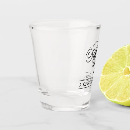 モノグラムパーソナライズされたとネームショットグラス ショットグラス (左)