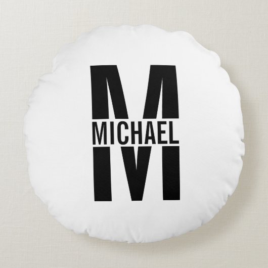 モノグラムパーソナライズされたと名前の円枕 ラウンドクッション (正面)