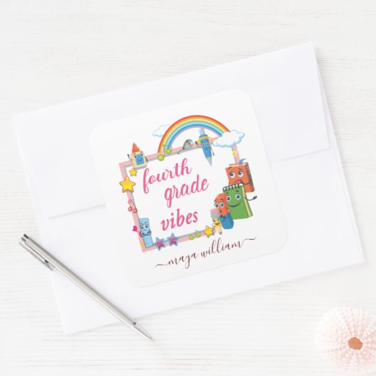 モノグラムパーソナライズされたと名前の第4グレードのバイブ スクエアシール (封筒)