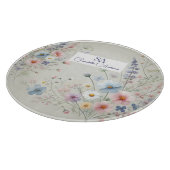 モノグラムパーソナライズされたと名前を持つワイルドフラワー カッティングボード (角)