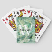 モノグラムパーソナライズされたと名前グリーンウォーターの色 トランプ (裏面)