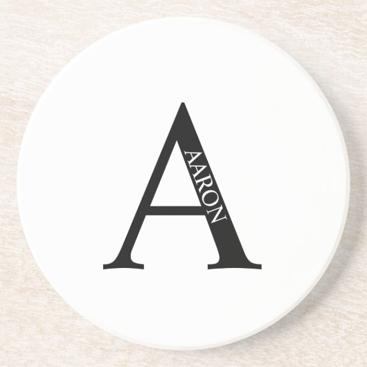 モノグラムパーソナライズされたと名前サンドストーンコースター コースター (正面)