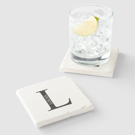 モノグラムパーソナライズされたと名前ストーンコースター ストーンコースター (横)