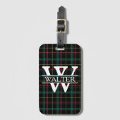モノグラムパーソナライズされたと名前ダークプレイド ラゲッジタグ (正面縦)