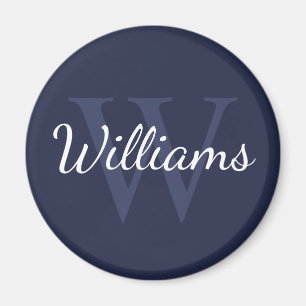 モノグラムパーソナライズされたと名前ネイビーブルー マグネット