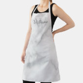 モノグラムパーソナライズされたと名前ホワイトマーブル エプロン (インサイチュ)