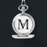 モノグラムパーソナライズされたと名前ポケット時計 腕時計<br><div class="desc">モノグラパーソナライズされたムと名前ギフトはモノグラパーソナライズされたムと名前をクラシックセリフフォントスタイルで特徴とする。父の日の贈り物としてパパのための贈り物、行商人のための贈り物、任意の特別な機会のために。</div>