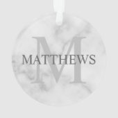 モノグラムパーソナライズされたと名前マーブルルック オーナメント (裏面)