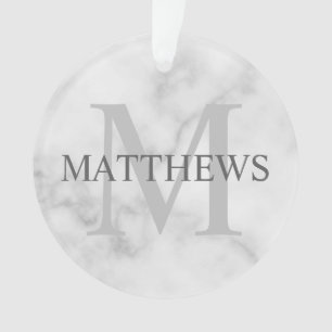 モノグラムパーソナライズされたと名前マーブルルック オーナメント
