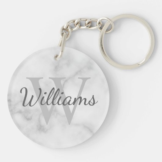 モノグラムパーソナライズされたと名前マーブルルック キーホルダー (裏面)