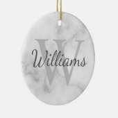 モノグラムパーソナライズされたと名前マーブルルック セラミックオーナメント (右)
