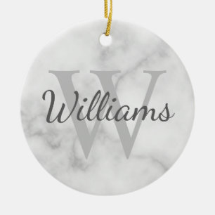 モノグラムパーソナライズされたと名前マーブルルック セラミックオーナメント