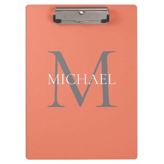 モノグラムパーソナライズされたと名前ライトピンク クリップボード (正面)