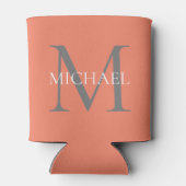 モノグラムパーソナライズされたと名前ライトピンク 缶クーラー (裏面)