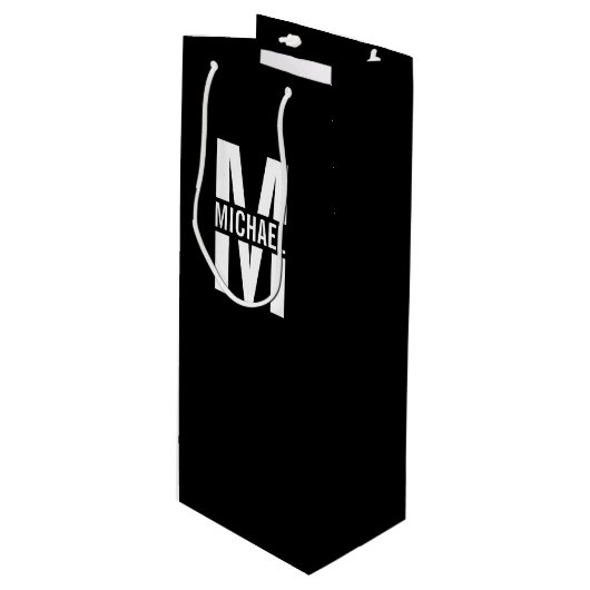 モノグラムパーソナライズされたと名前ワイン抱き枕 ワインギフトバッグ (正面アングル)