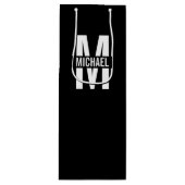 モノグラムパーソナライズされたと名前ワイン抱き枕 ワインギフトバッグ (正面)