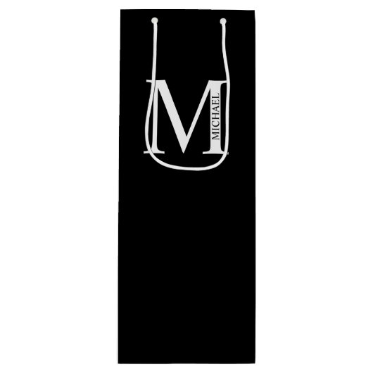 モノグラムパーソナライズされたと名前ワイン抱き枕 ワインギフトバッグ (正面)