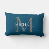 モノグラムパーソナライズされたと名前海ブルー ランバークッション (裏面)