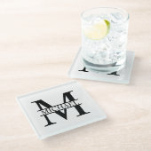 モノグラムパーソナライズされたと名前 ガラスコースター (アングル)