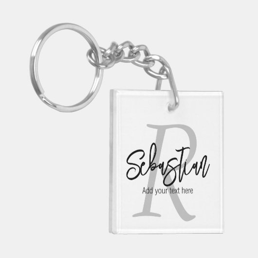 モノグラムパーソナライズされたと名前 キーホルダー (正面左)