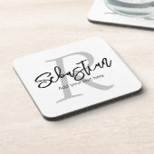 モノグラムパーソナライズされたと名前 コースター (左側)