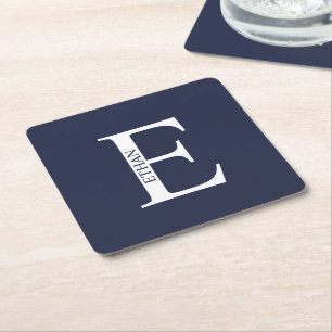 モノグラムパーソナライズされたと名前 スクエアペーパーコースター