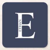 モノグラムパーソナライズされたと名前 スクエアペーパーコースター (正面)