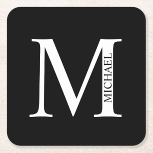 モノグラムパーソナライズされたと名前 スクエアペーパーコースター