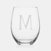モノグラムパーソナライズされたと名前 ステムなしワイングラス (裏面)