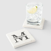 モノグラムパーソナライズされたと名前 ストーンコースター (横)