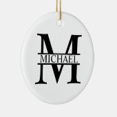 モノグラムパーソナライズされたと名前 セラミックオーナメント (右)