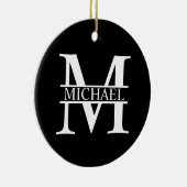 モノグラムパーソナライズされたと名前 セラミックオーナメント (右)