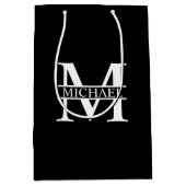 モノグラムパーソナライズされたと名前 ミディアムペーパーバッグ (正面)