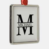 モノグラムパーソナライズされたと名前 メタルオーナメント (右)