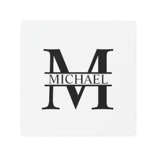 モノグラムパーソナライズされたと名前 メタルプリント