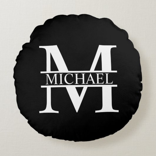 モノグラムパーソナライズされたと名前 ラウンドクッション (正面)