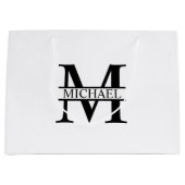 モノグラムパーソナライズされたと名前 ラージペーパーバッグ (正面)