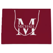 モノグラムパーソナライズされたと名前 ラージペーパーバッグ (正面)